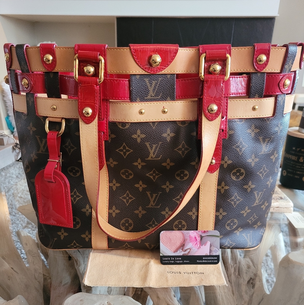Louis Vuitton Monogram Canvas Tote Bag - Red Trim